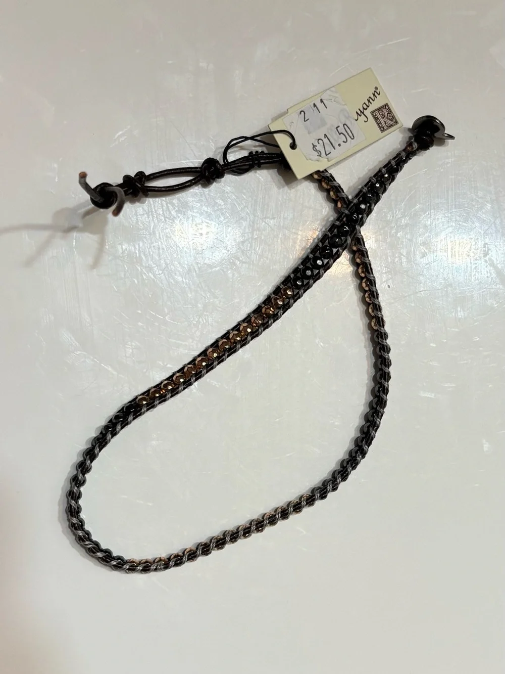 Bella Ryann beaded leather wrap bracelet/choker necklace